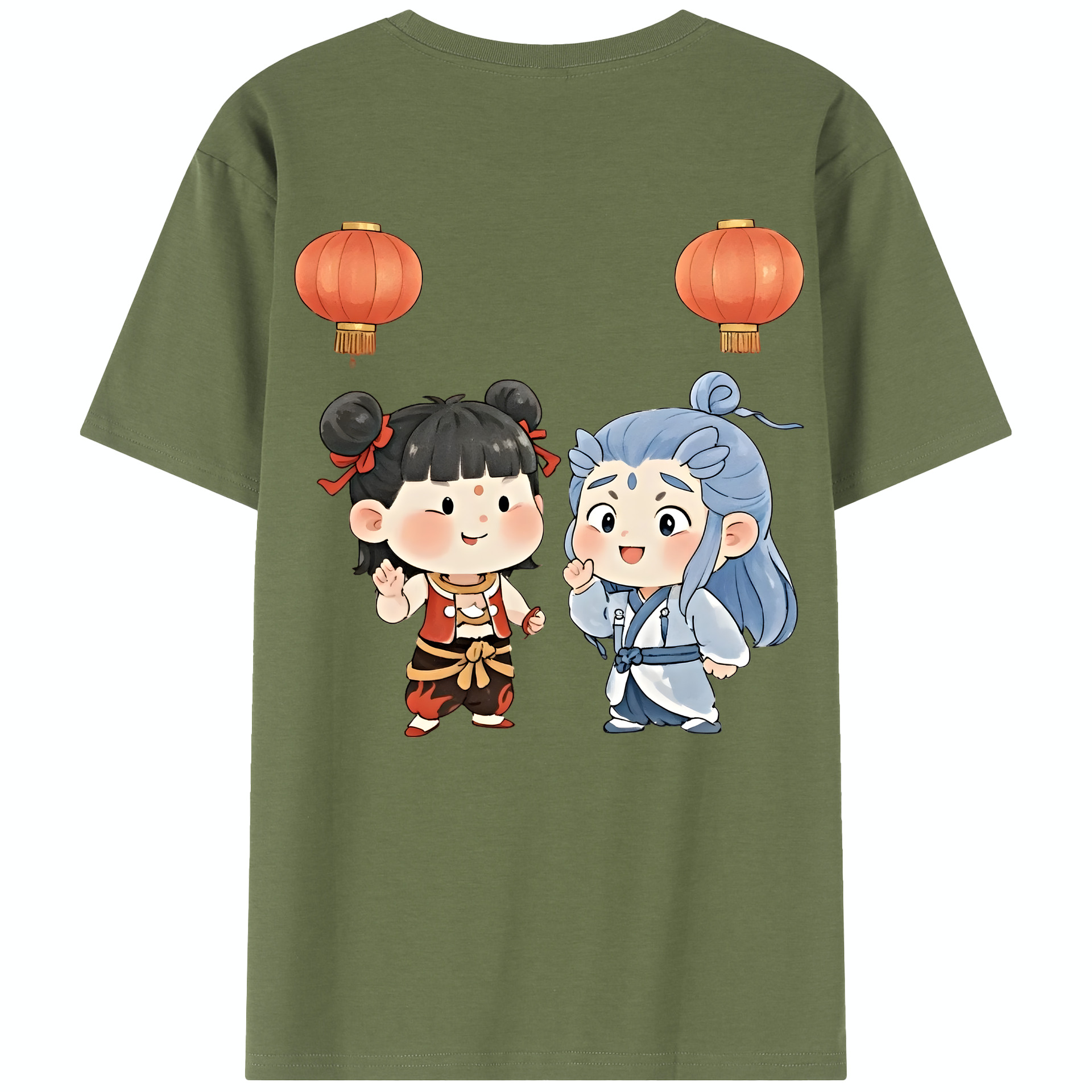 （画像用） Ne Zha 2 ナタ 魔童の大暴れ 綿100％半袖Tシャツ（背面プリント）